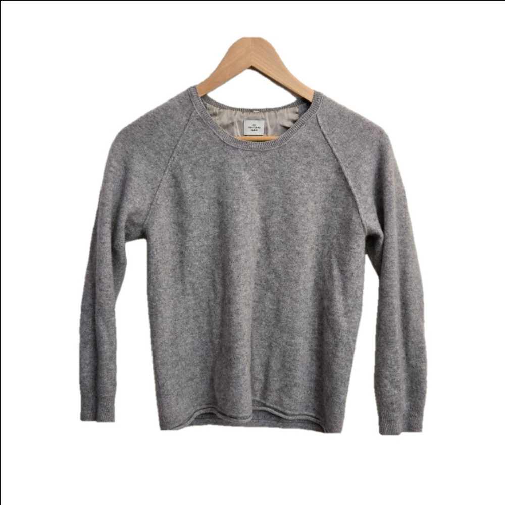 Au Printemps 100% Cashmere Sweater, Gray, Size M